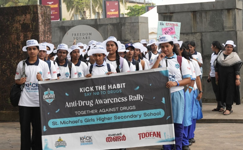ലഹരിവിരുദ്ധ ബോധവത്കരണ റാലി സംഘടിപ്പിച്ച് കാലിക്കറ്റ് എഫ്.സി: 1500-ലധികം വിദ്യാർഥികൾ അണിനിരന്നു.